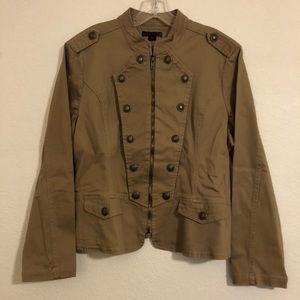 JW Style Women’s Khaki Light Brown Military Style Zip Up Jacket (B)